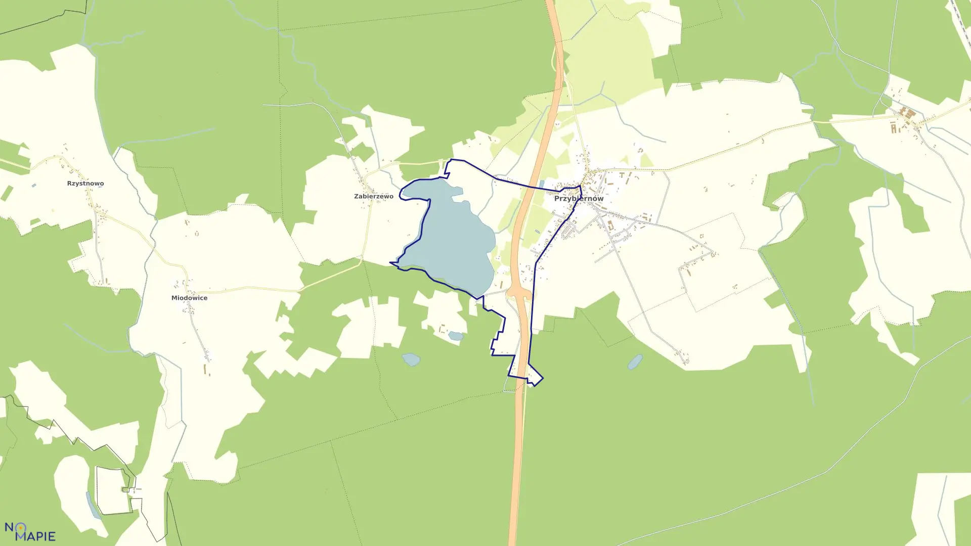 Mapa obrębu Przybiernów - 2 w gminie Przybiernów