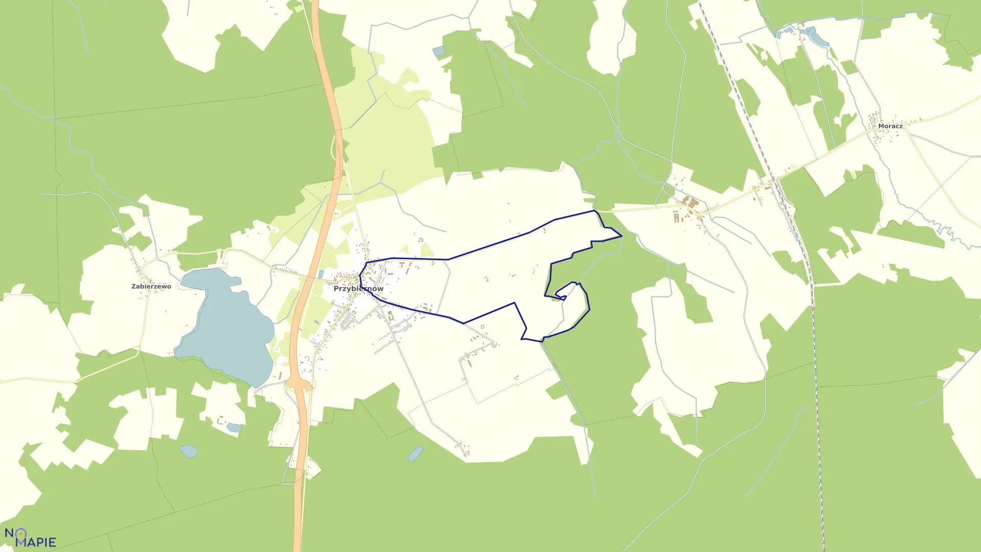 Mapa obrębu Przybiernów - 3 w gminie Przybiernów