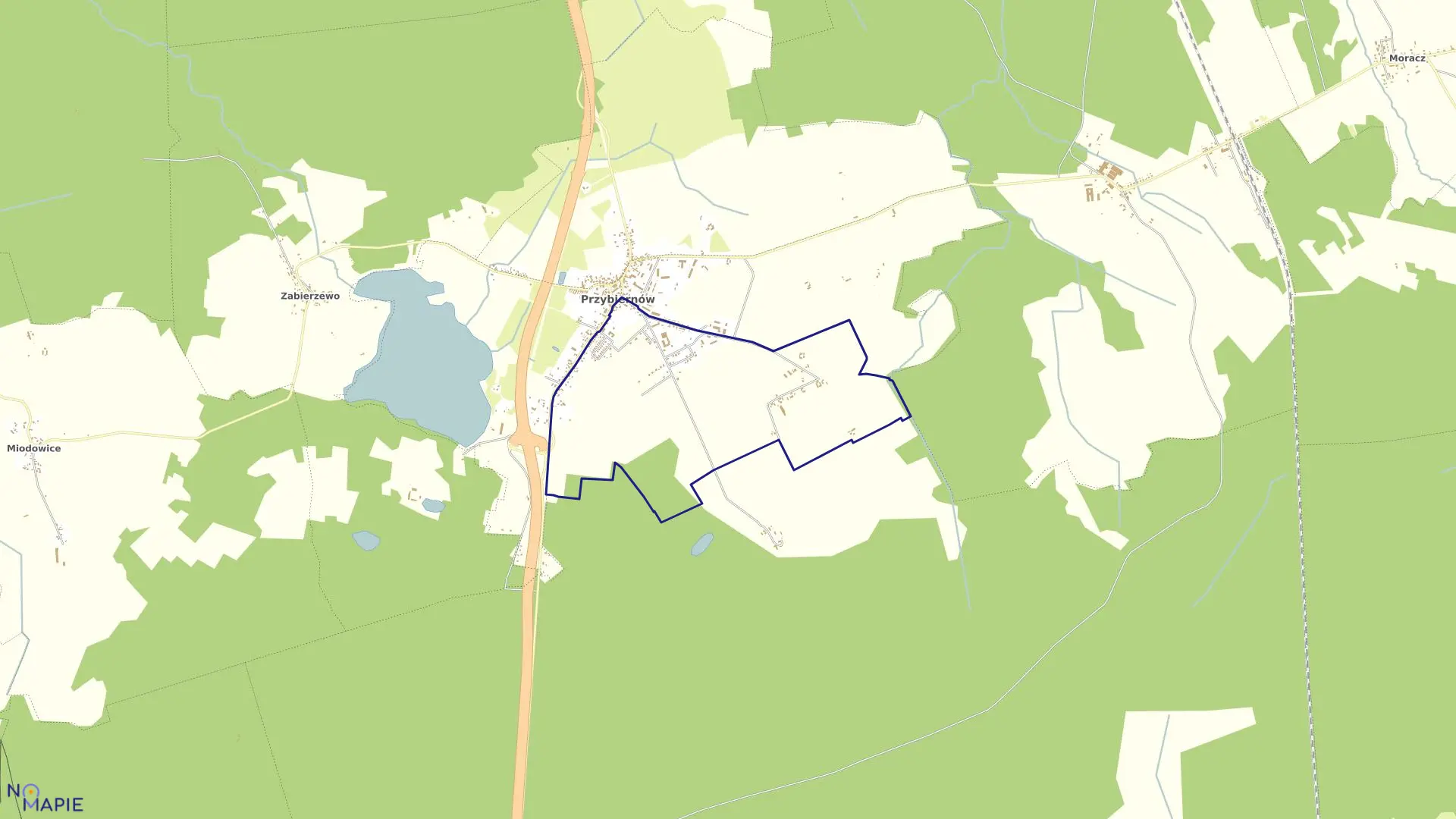 Mapa obrębu Przybiernów - 4 w gminie Przybiernów